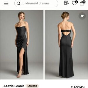 Azazie Leonis Elegant Strapless Black Dress
